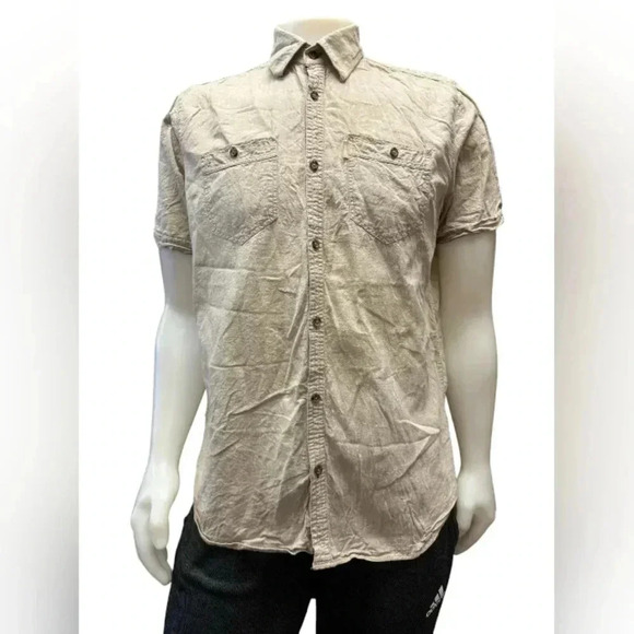 Point Zero Button Down Grey Short Sleeve Size Large - Picture 1 of 8